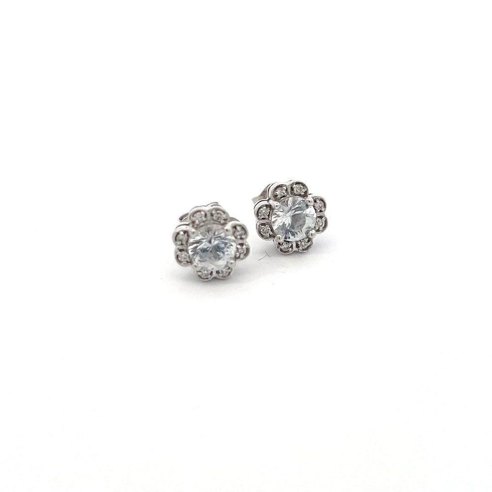 Natural Sapphire Diamond Stud Earrings 14k White Gold 1.62 TCW Certified 211169